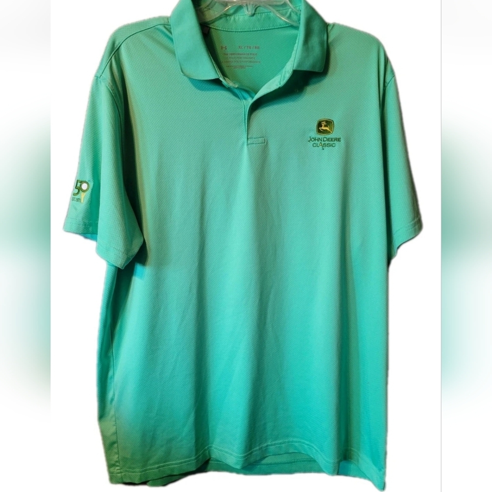 Under Armour John Deere Men’s Teal XL Performance Polo Shirt with Logos